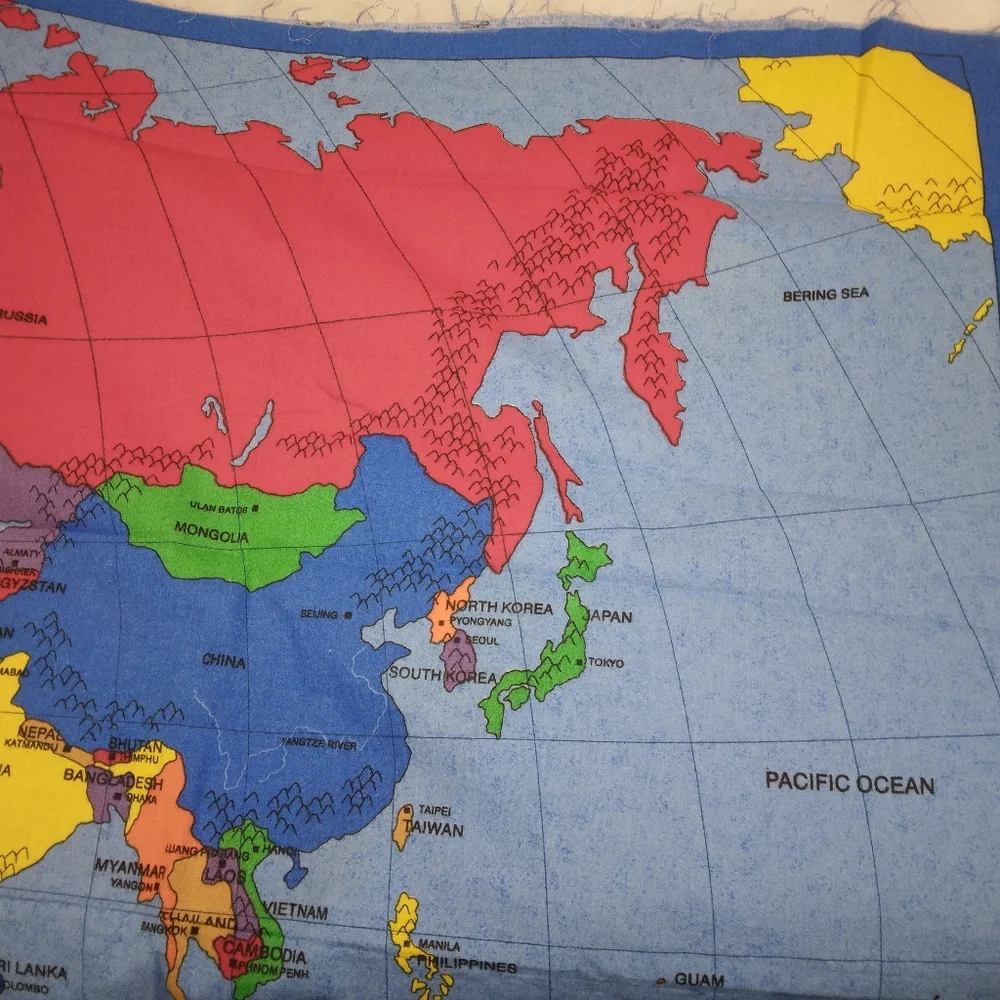 FABRIC Vintage Fabric Map Panel c. 1998, some of these countries don't e…